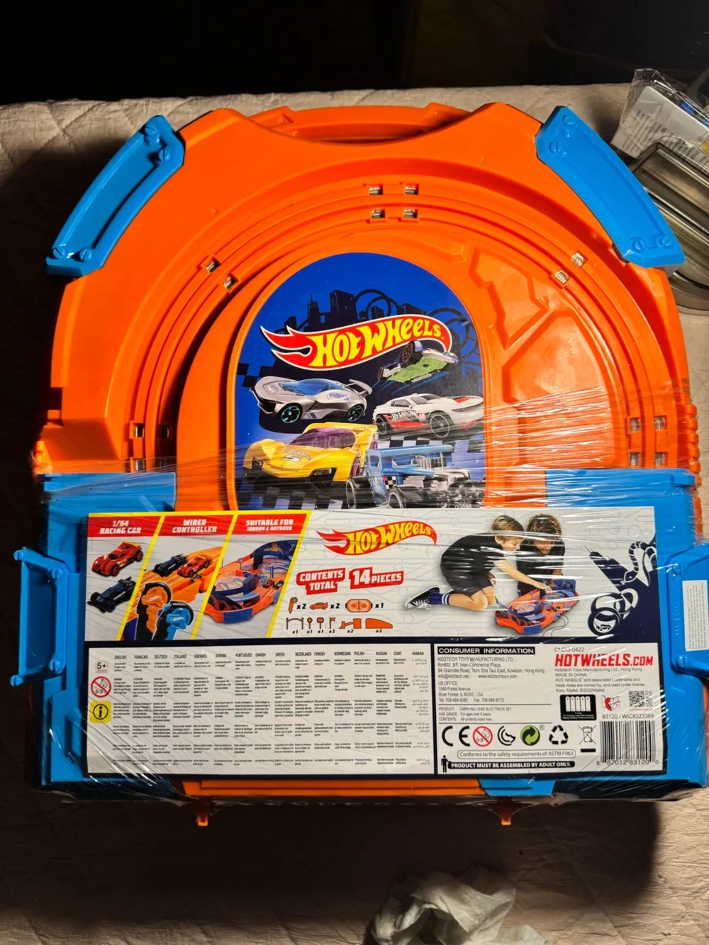 Hot Wheels Carrying Case Slot Track Set - Orange & Blue